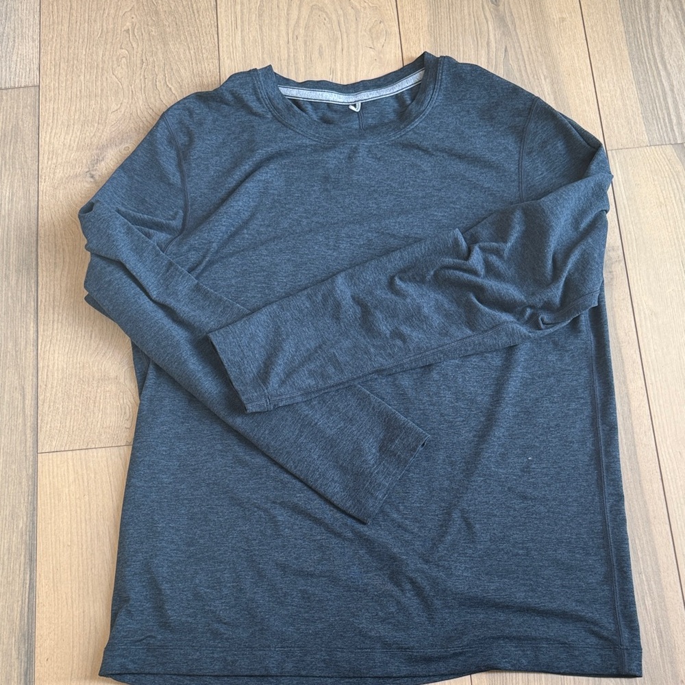 Lululemon Soft  Jersey Heathered Navy Long Sleeve Shirt